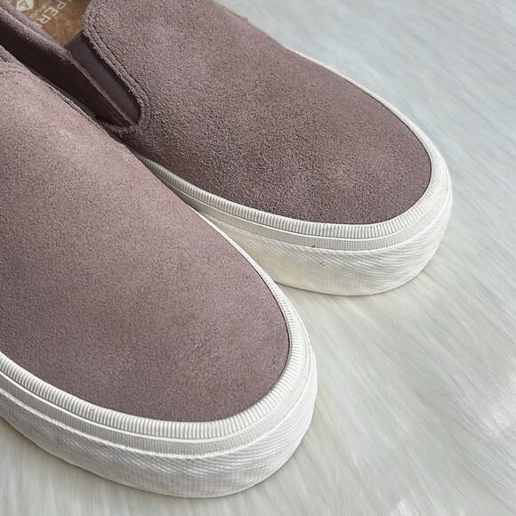 Sperry Purple Suede Twin Gore Espadrille Platform Sneakers - Picture 3 of 10